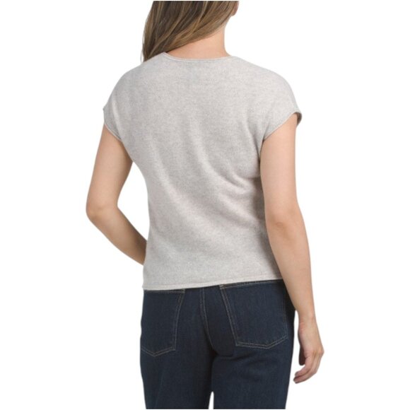 TAHARI Cashmere Crew Neck Dolman Cap Sleeve Pullover Sweater - Picture 2 of 2